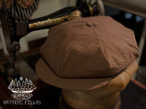 8-piece cap, in brown wrinkled cotton (Custom order)