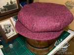 Load image into Gallery viewer, One piece 8-Dart Flat Cap, in Shaded-Pink Herringbone British tweed (Custom Order)
